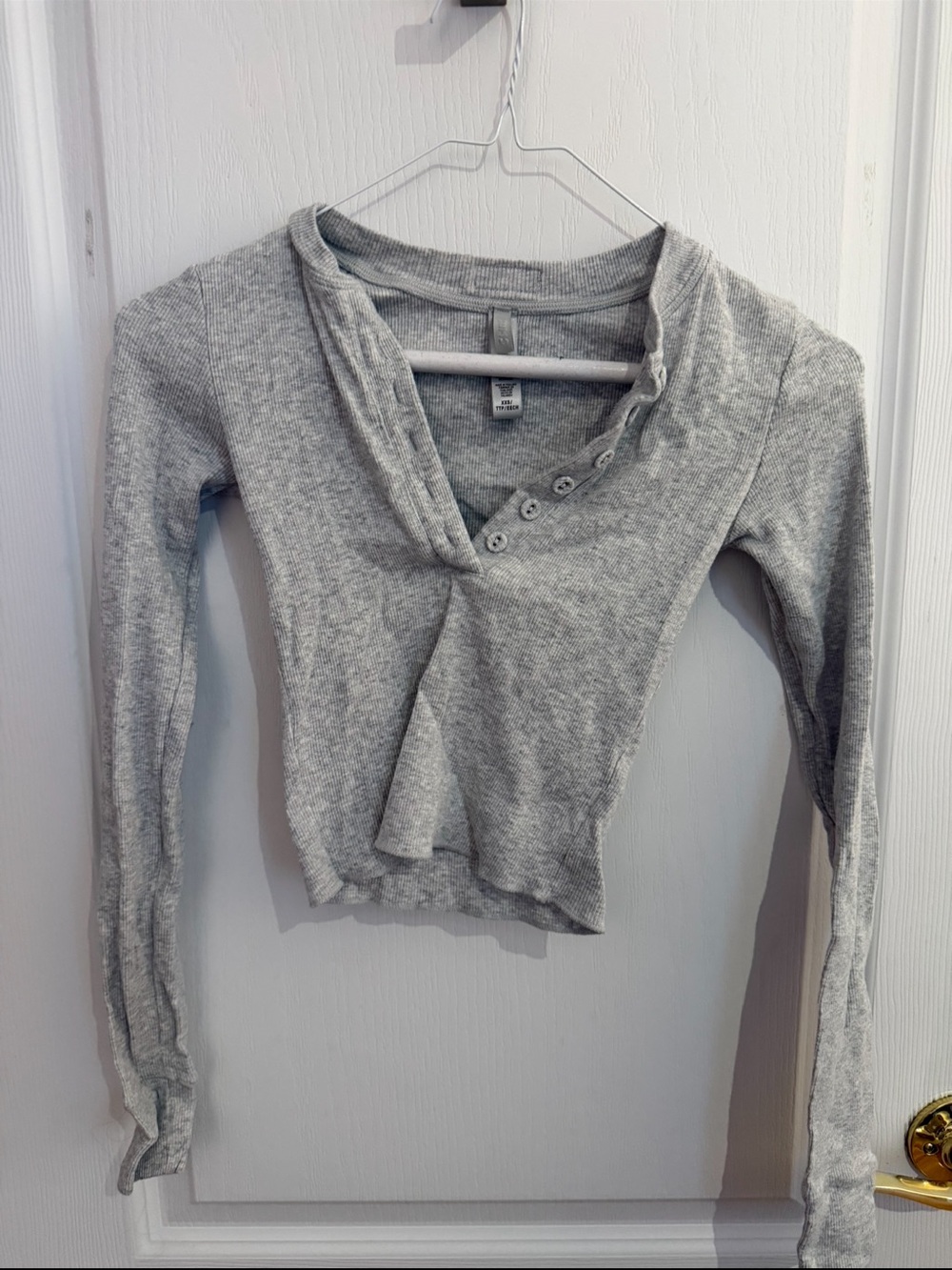Skims Gray Henley Long-Sleeve Top